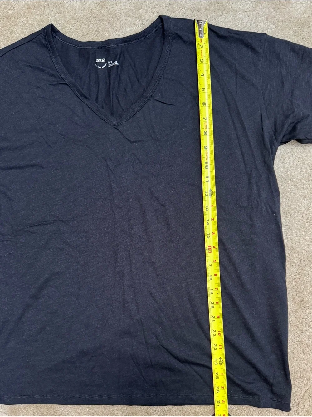 aerie Womens Sz M Black V-Neck Oversized Tee